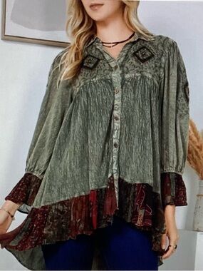 Young Threads Bohemian Style Button-Down Shirt